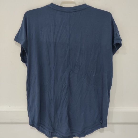 SOILED Mondetta Women's Flutter Sleeve Crew Neck Tee Blue Size M $40 3A053 - Picture 2 of 3